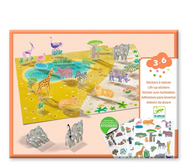 Djeco Daugkartiniai 3D lipdukai - Gyvūnai