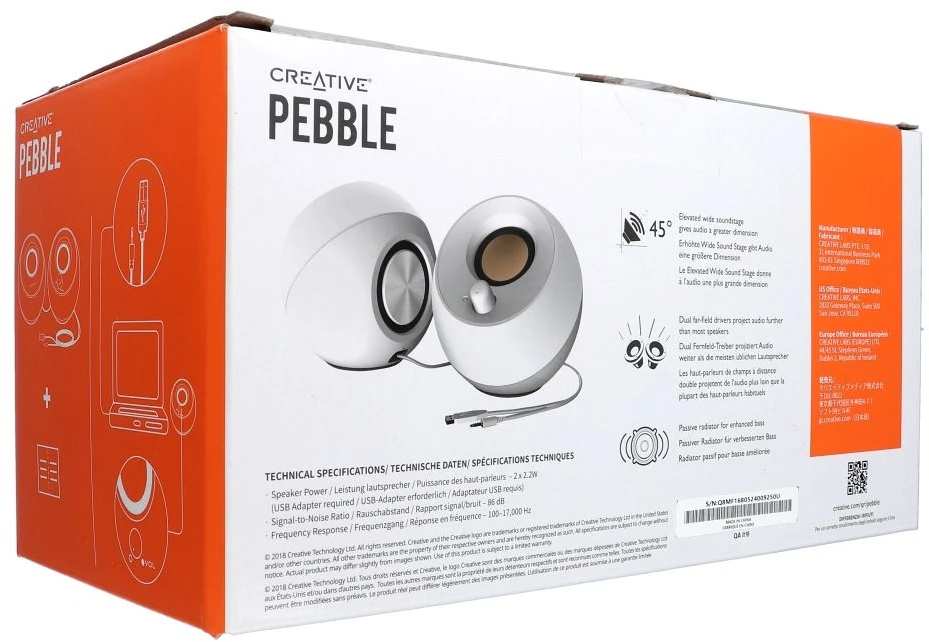 Kompiuterio kolonėlės Garsiakalbių rinkinys kompiuteris Creative Pebble 2.0 51MF1680AA001 (2.0, baltos spalvos)