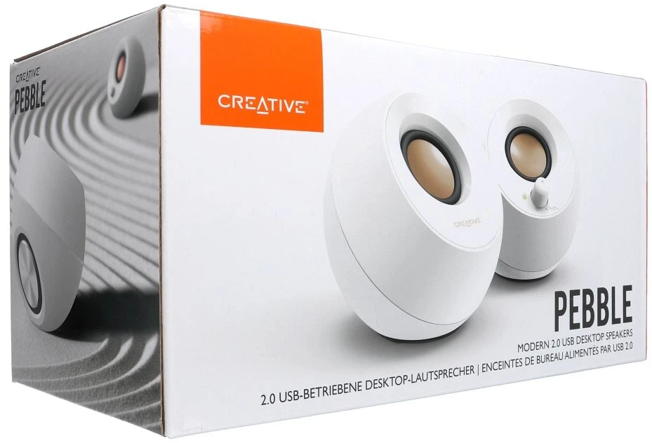 Kompiuterio kolonėlės Garsiakalbių rinkinys kompiuteris Creative Pebble 2.0 51MF1680AA001 (2.0, baltos spalvos)