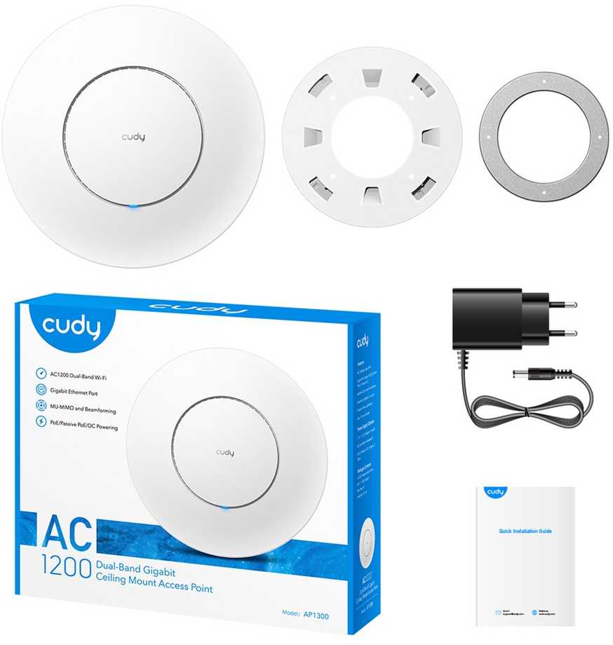 Cudy AC1300 baltas maitinimas per Ethernet (PoE)