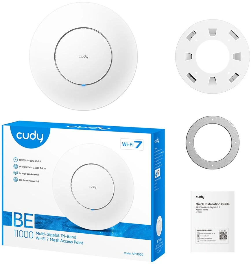 Maršrutizatorius „Cudy AP11000“ belaidis prieigos taškas, 10777 Mbit/s, „Baltas Power over Ethernet“ (PoE)
