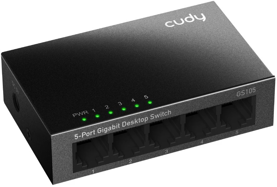 Šakotuvas Tinklo Įranga - Cudy GS105 10Gbps Jungiklis 5 Prievadai Metalinis Dizainas