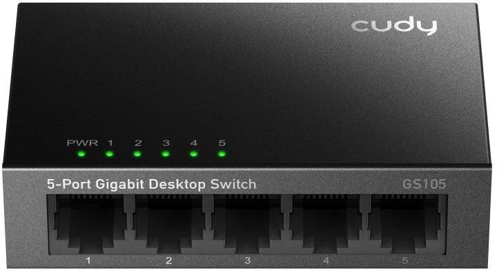 Šakotuvas Tinklo Įranga - Cudy GS105 10Gbps Jungiklis 5 Prievadai Metalinis Dizainas