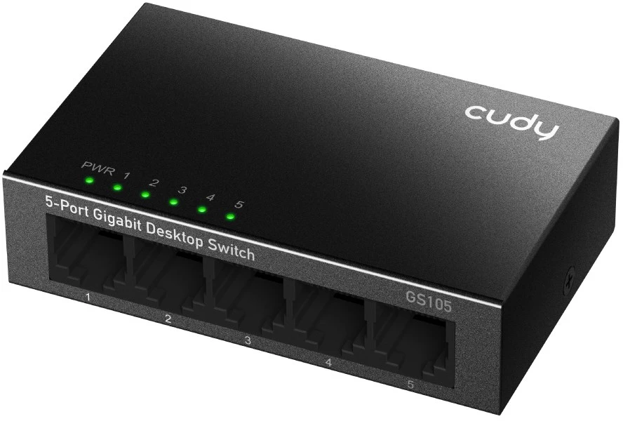 Šakotuvas Tinklo Įranga - Cudy GS105 10Gbps Jungiklis 5 Prievadai Metalinis Dizainas