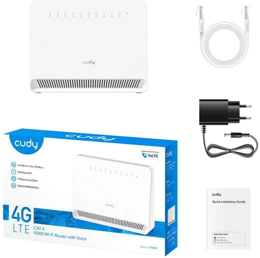 CUDY LT400V Wi-Fi 4G N300 maršrutizatorius su balso pokalbiais