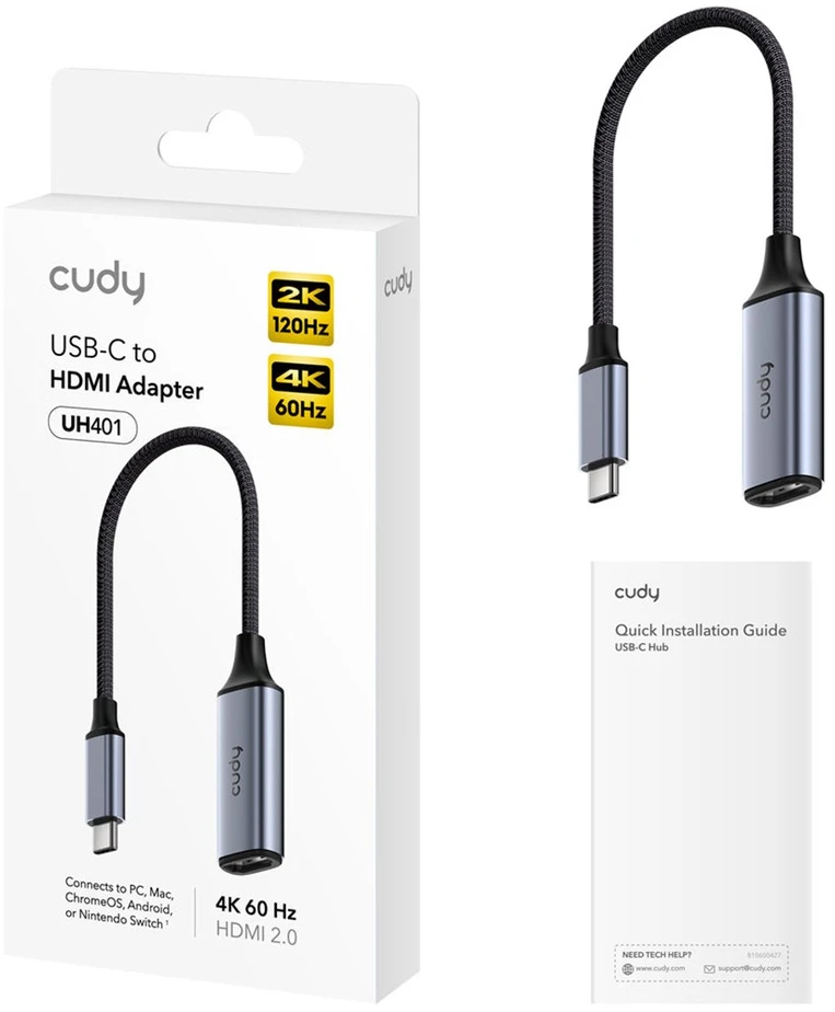 Cudy UH401 USB graphics adapter Pilkas, Sidabrinis