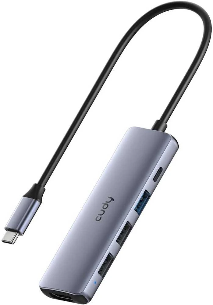 CUDY UH405 5 viename USB-C šakotuvas su HDMI 4K