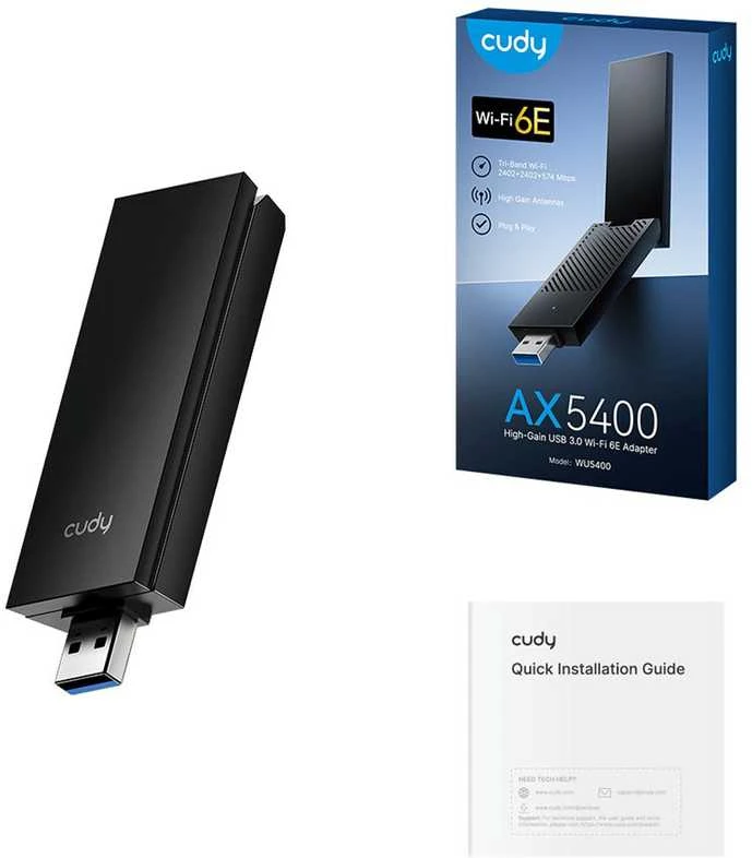 CUDY WU5400 AC1300 Wi-Fi USB Adapteris