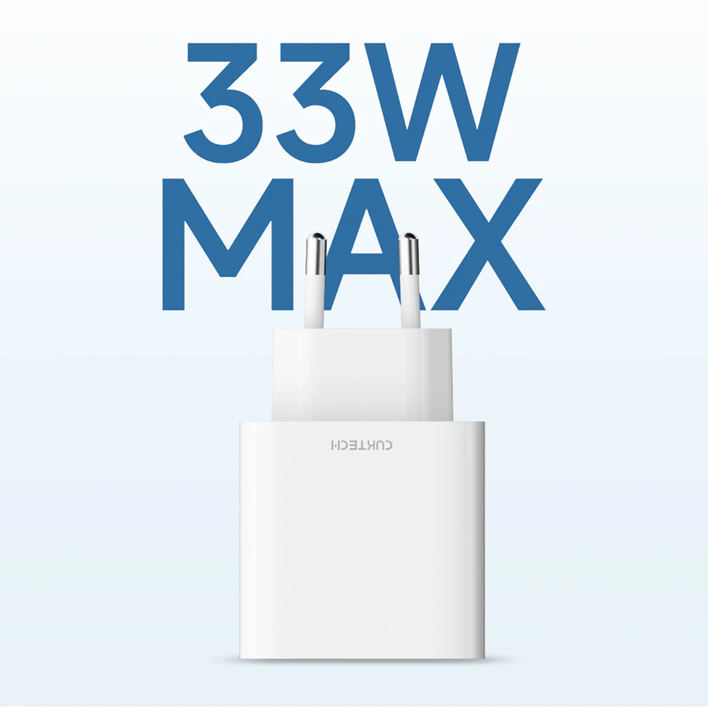 Cuktech A19 30W USB-A + USB-C sieninis įkroviklis – baltas