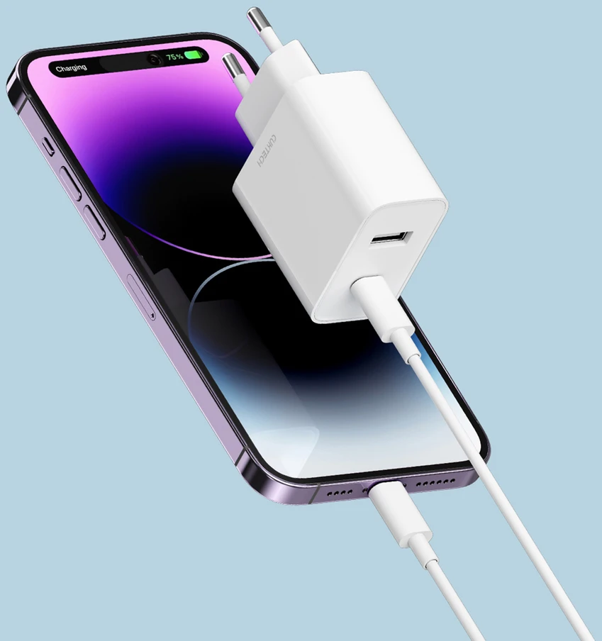 Cuktech A19 30W USB-A + USB-C sieninis įkroviklis – baltas