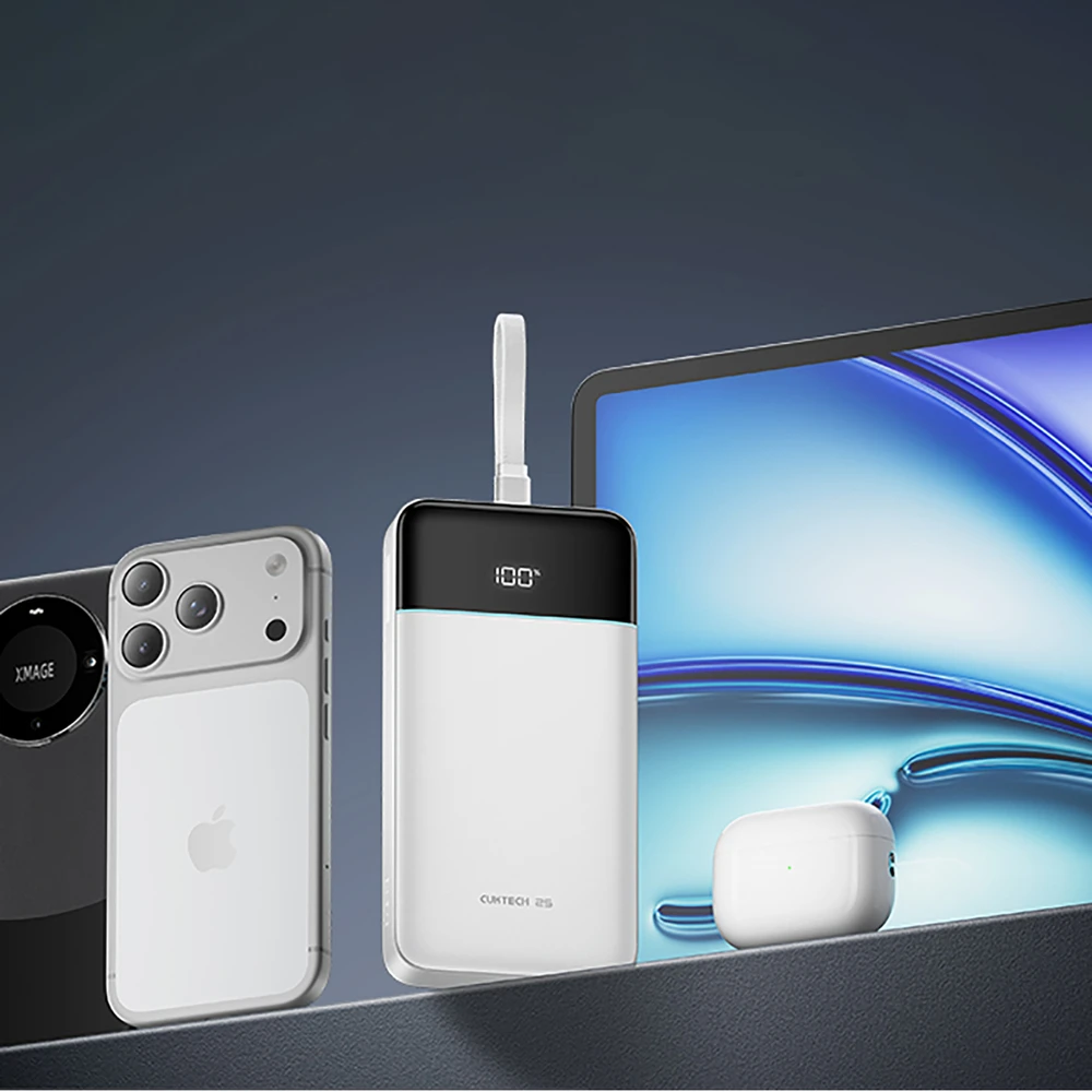 Cuktech LPB252N 120 W 25000 mAh išorinė baterija su integruotu USB-C laidu – balta