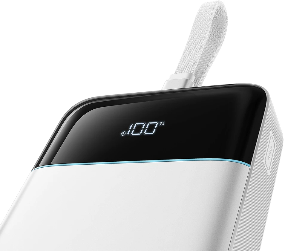 Cuktech LPB252N 120 W 25000 mAh išorinė baterija su integruotu USB-C laidu – balta