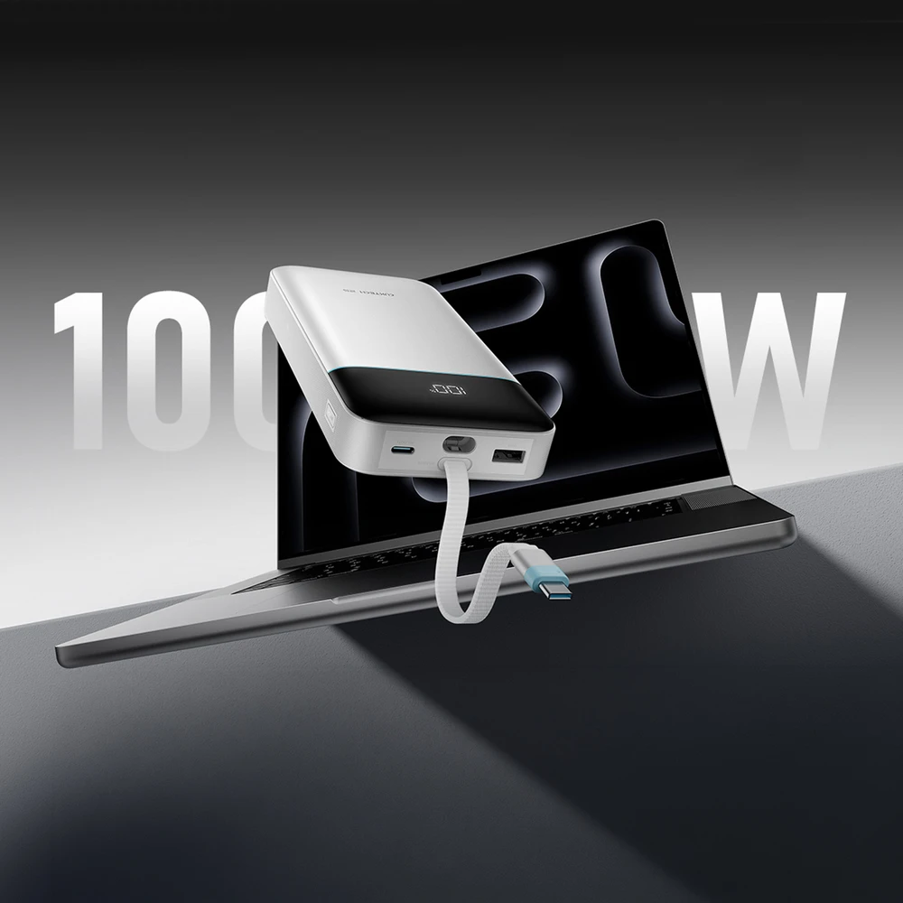 Cuktech LPB252N 120 W 25000 mAh išorinė baterija su integruotu USB-C laidu – balta