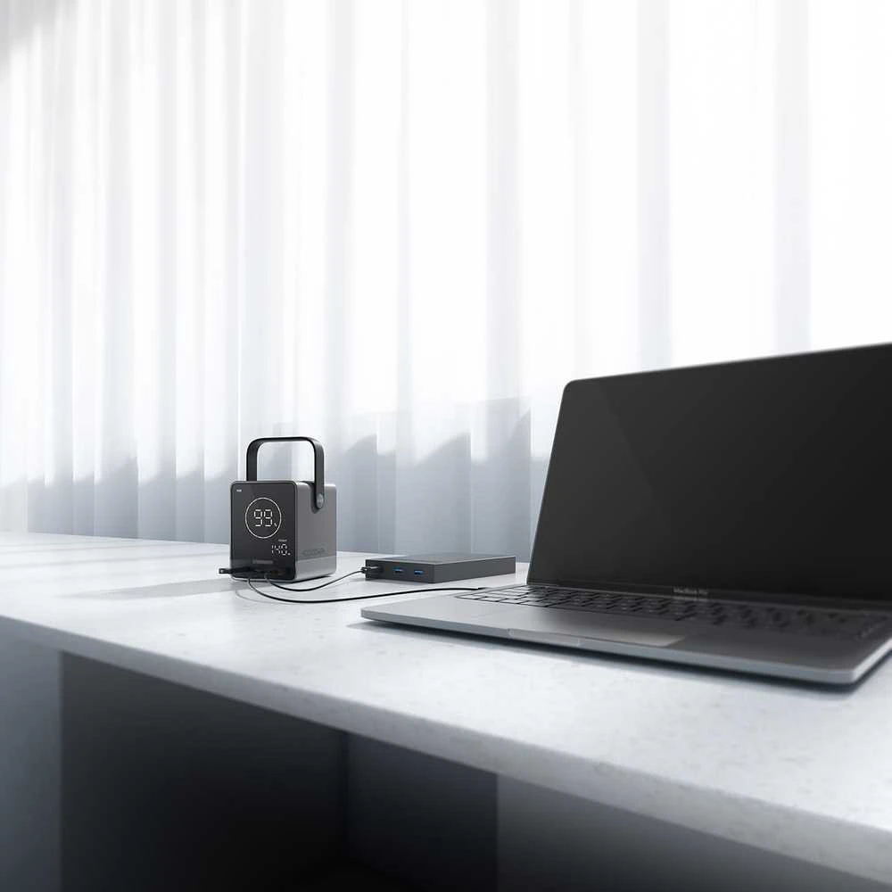 Cuktech išorinė baterija 300W 40000mAh su belaidžiu įkrovimu 2x USB-C + 2x USB-A - Juodas