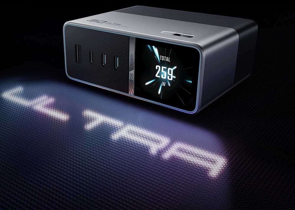Cuktech TA3005U 300W 5-in-1 Charging Station with Digital Ekranas - Sidabrinis