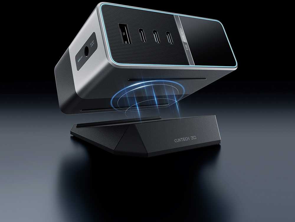 Cuktech TA3005U 300W 5-in-1 Charging Station with Digital Ekranas - Sidabrinis
