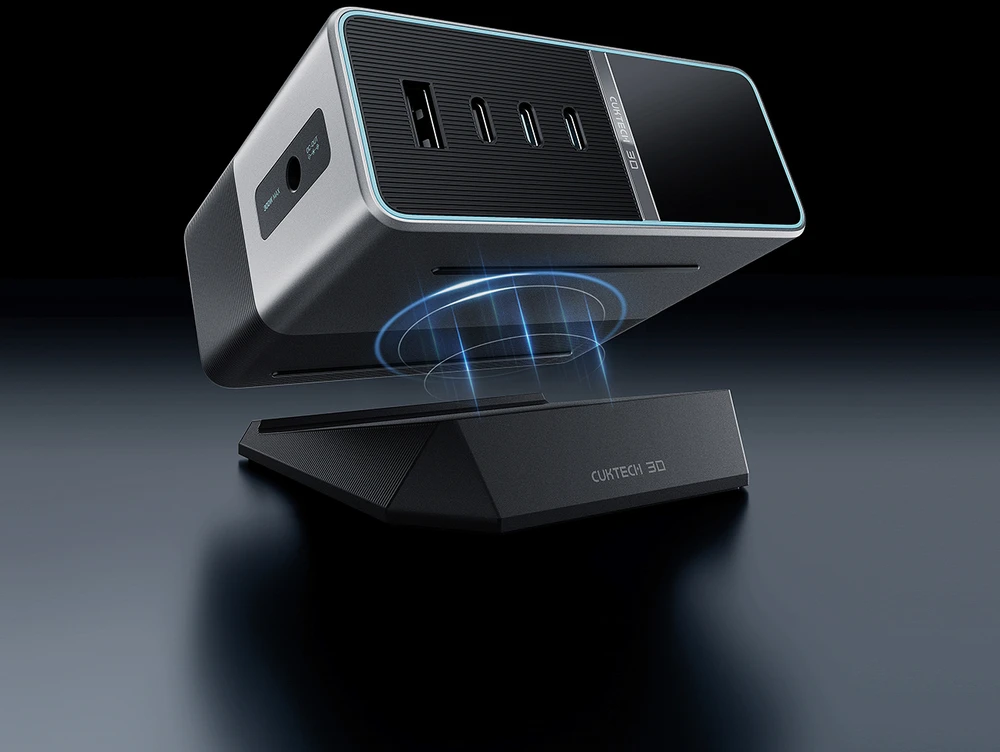 Cuktech TA3005U 300W 5-in-1 Charging Station with Digital Ekranas - Sidabrinis