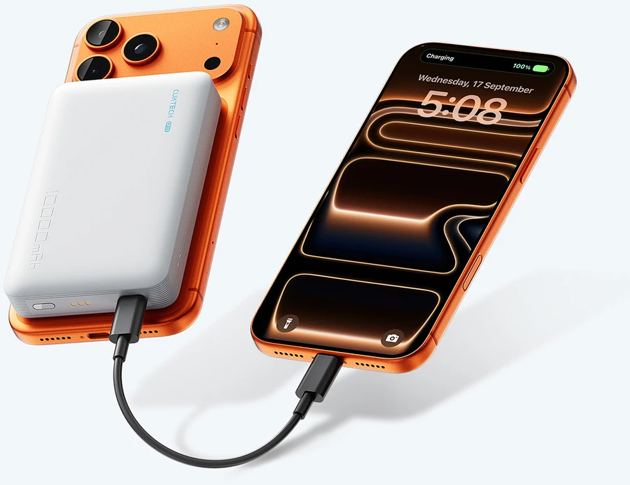 Cuktech WPB100N 20W 10000mAh magnetinė išorinė baterija su stovu – balta