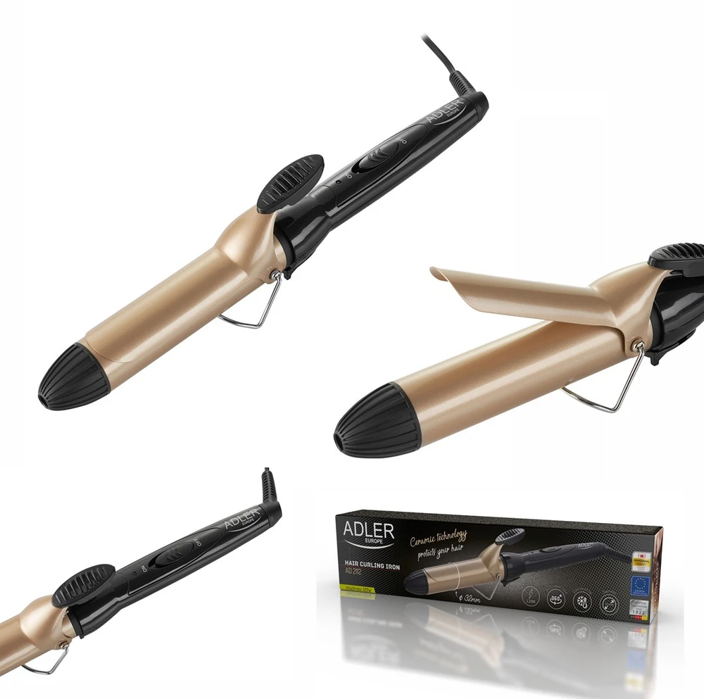 Adler | Hair Suktukas | AD 2112 | Ceramic heating system | Barrel diameter 32 mm | 55 W | Juodas