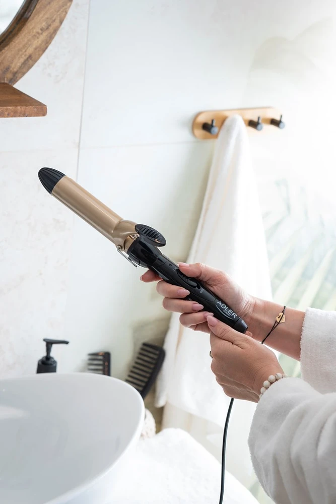 Adler | Hair Suktukas | AD 2112 | Ceramic heating system | Barrel diameter 32 mm | 55 W | Juodas