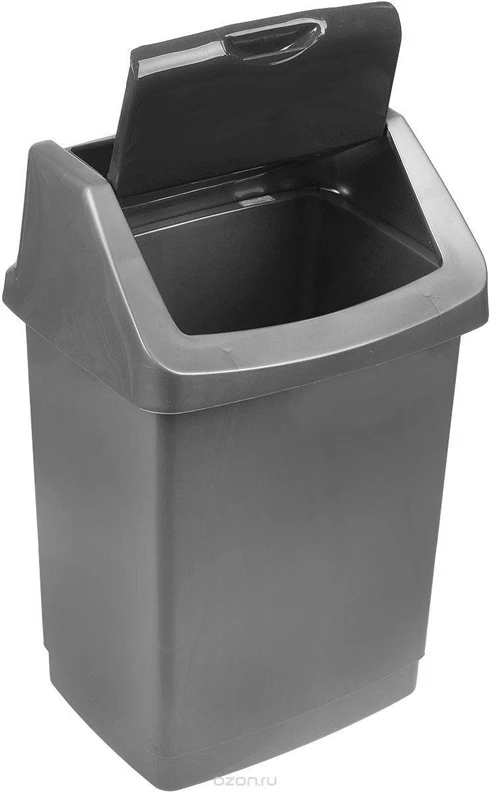 Šiukšliadėžė Curver, sidabro/pilka, 15 l, 235 x 235 x 438 mm