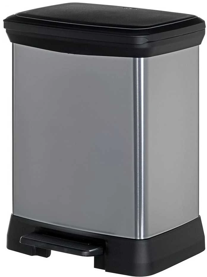 Curver Dviguba šiukšliadėžė su pedalu Deco, sidabrinė, 10l+18l