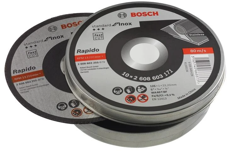 Bosch Pjovimo diskas Rapido 125x22x1mm,INOX 10vnt.