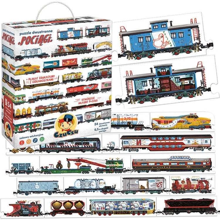 Dėlionė CzuCzu Double-sided Puzzle Trains 54 double-sided pieces ZA5558 technique