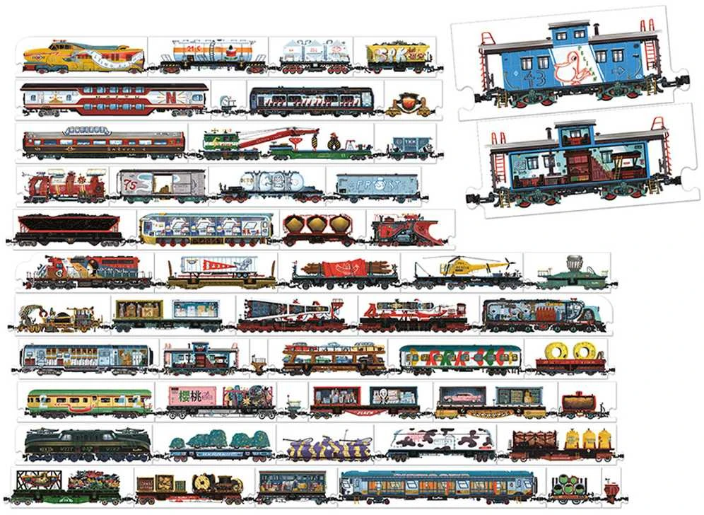 Dėlionė CzuCzu Double-sided Puzzle Trains 54 double-sided pieces ZA5558 technique