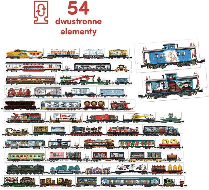 Dėlionė CzuCzu Double-sided Puzzle Trains 54 double-sided pieces ZA5558 technique