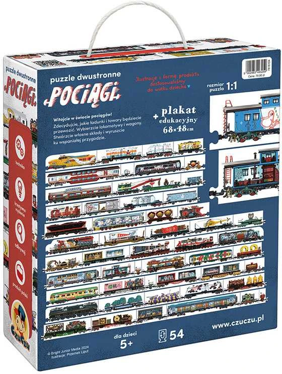 Dėlionė CzuCzu Double-sided Puzzle Trains 54 double-sided pieces ZA5558 technique