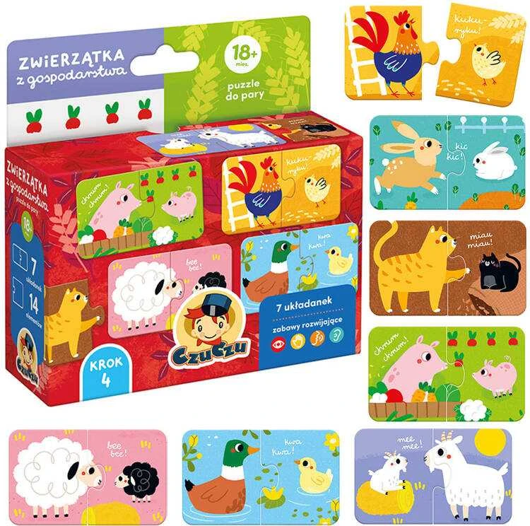 Dėlionė CzuCzu Farm Animals Puzzle for a pair 18m+ 7 puzzles ZA5553