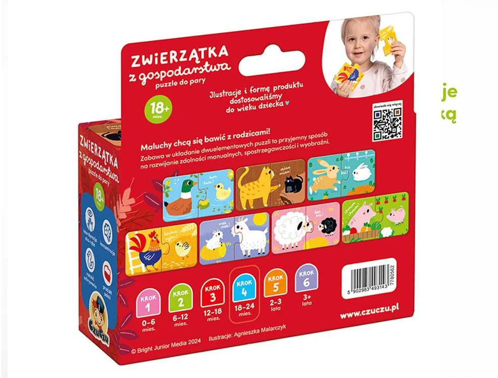 Dėlionė CzuCzu Farm Animals Puzzle for a pair 18m+ 7 puzzles ZA5553