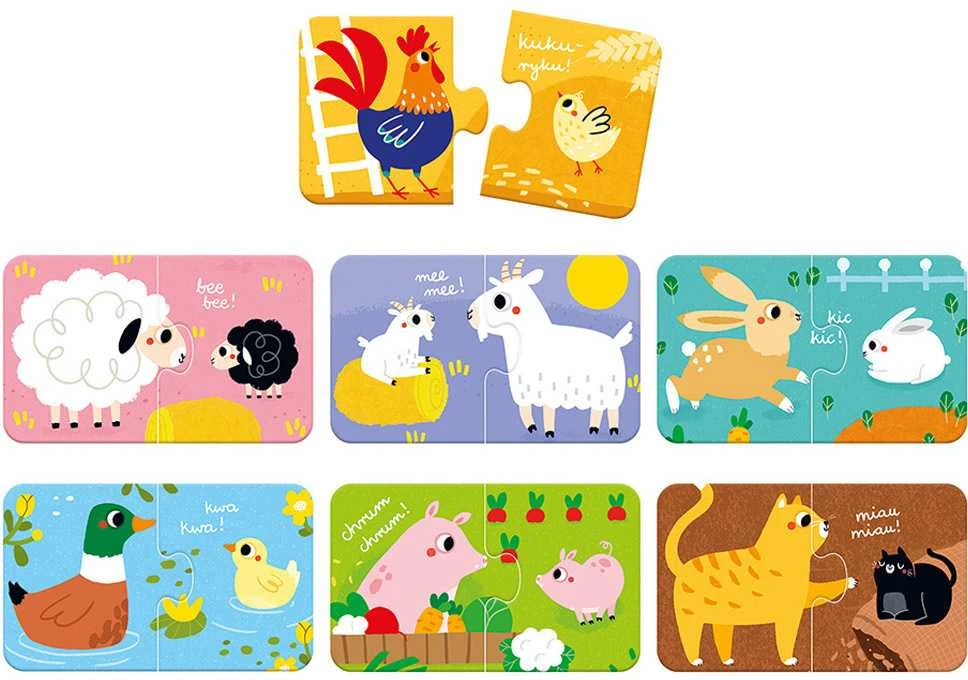 Dėlionė CzuCzu Farm Animals Puzzle for a pair 18m+ 7 puzzles ZA5553