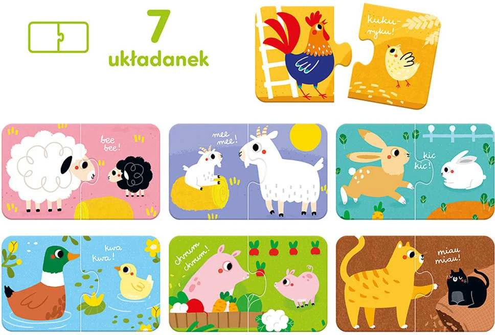 Dėlionė CzuCzu Farm Animals Puzzle for a pair 18m+ 7 puzzles ZA5553