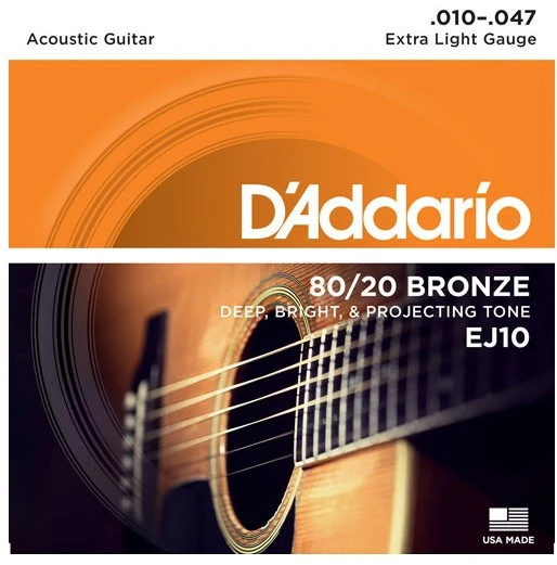 Stygos akustinei gitarai D'Addario EJ10 .010