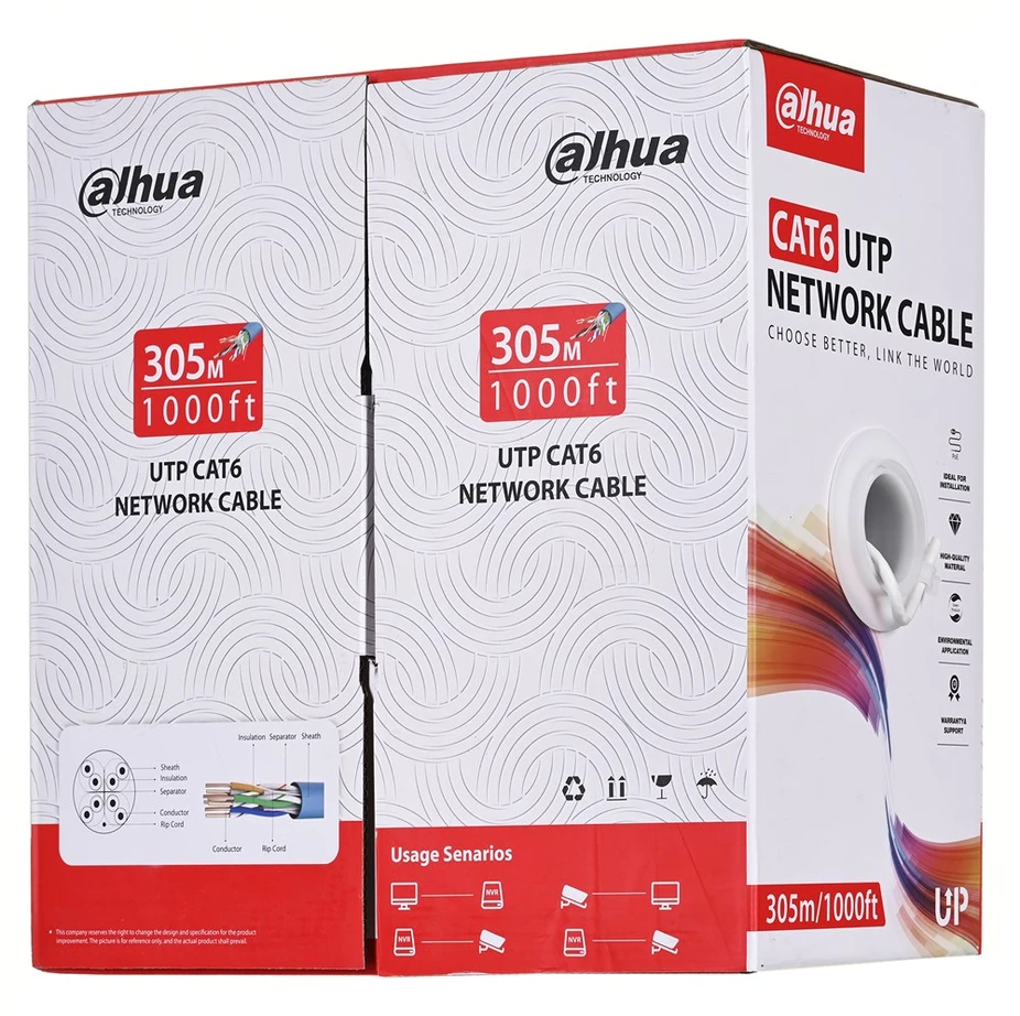 Dahua Kamera Dahua Technology PFM920I-6UN-C-V2 tinklo kabelis Baltas 305 m Cat6 U/UTP (UTP)