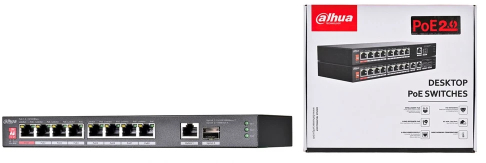 Šakotuvas SWITCH POE PFS3110-8ET1GT1GF-96 8 PRIEVADŲ SFP DAHUA