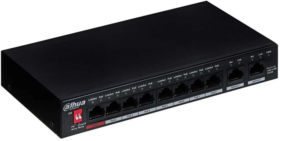 Šakotuvas PRAMONINIS SWITCH'AS POE PFS3010-8GT-96-V2 8 PRIEVADŲ DAHUA