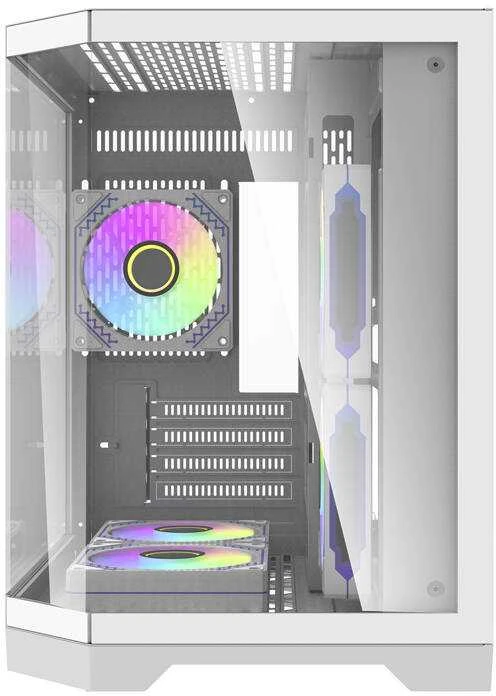 Darkflash Darflash FT350 kompiuterio dėklas + 5 aRGB ventiliatoriai (balti)
