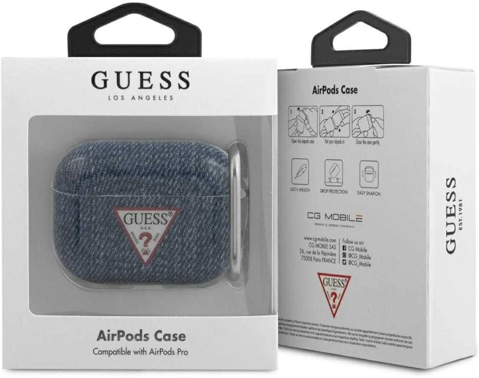 Guess GUACAPTPUJULDB AirPods Pro dėklas dark mėlynos spalvos Jeans Collection