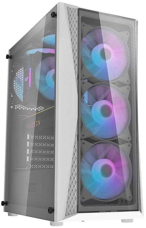 Kompiuterio dėklas Darkflash DK352 Plus su 4 ventiliatoriais (juodai baltas)