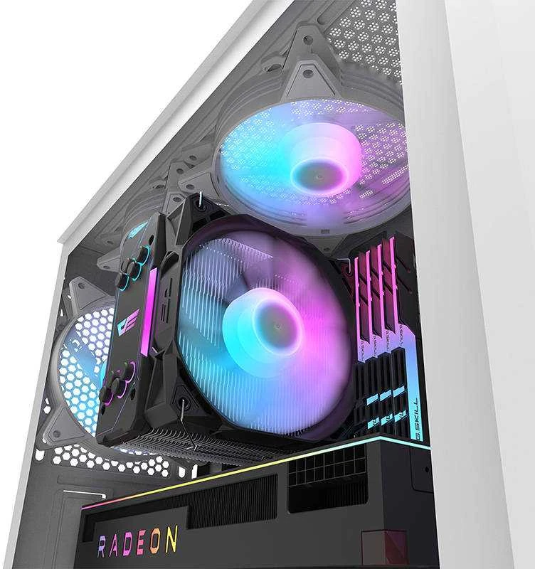 Kompiuterio dėklas Darkflash DK352 Plus su 4 ventiliatoriais (juodai baltas)