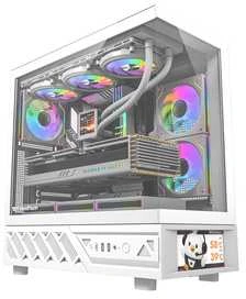 „DarkFlash DS950V“ kompiuterio korpusas su ekranu (baltas) + 6 ventiliatoriais