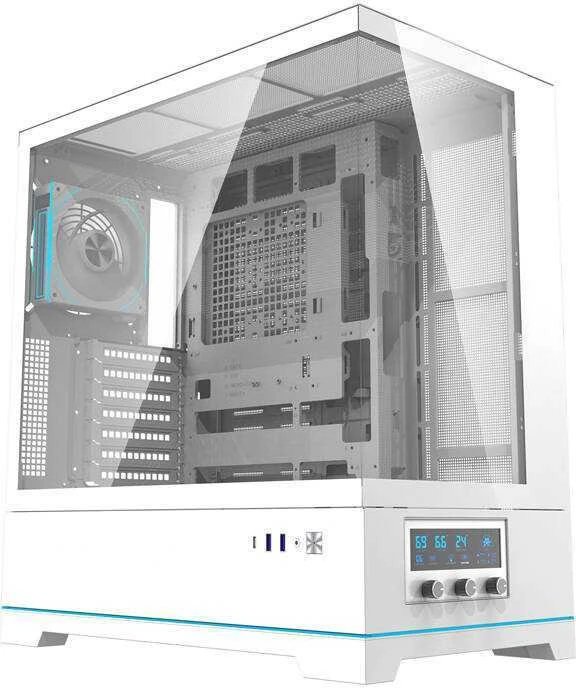 Darkflash DY451 PRO kompiuterio dėklas su ventiliatoriumi (baltas)