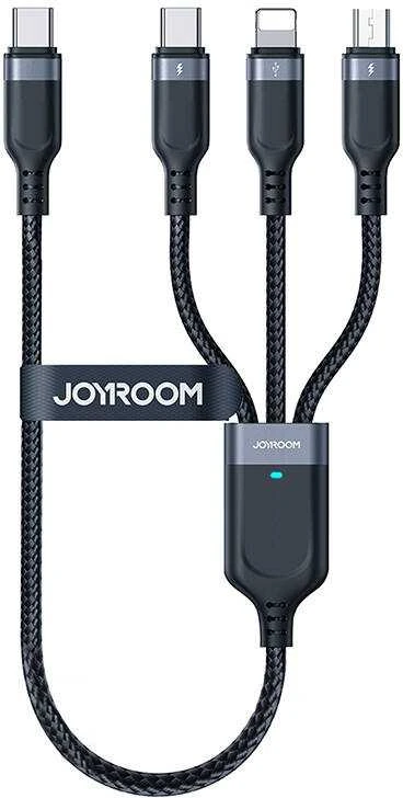 „Joyroom Multi-Use Series S-A18 4in1 USB-A - USB-C / USB-C / Lightning / mikro USB kabelis 1,2 m - juodas