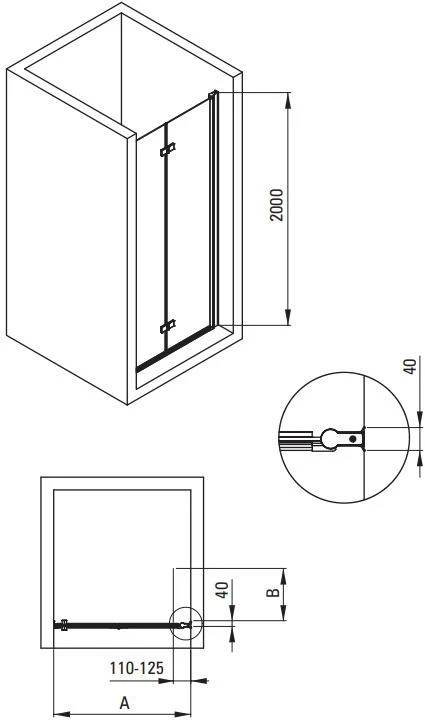 Deante DURYS DUŠO KERRIA PLUS NERO SKAID 80 CM