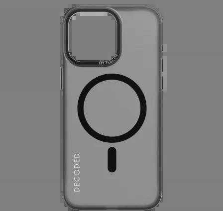 Dėklas Decoded Transparent Grip su MagSafe, skirtas iPhone 15 Pro Max, permatomas, pilko ir juodo atspalvio
