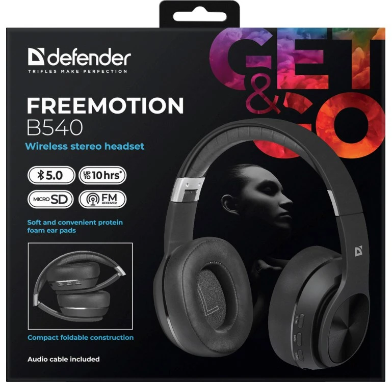 Belaidės Ausinės su mikrofonu DEFENDER FREEMOTION B540 juodas