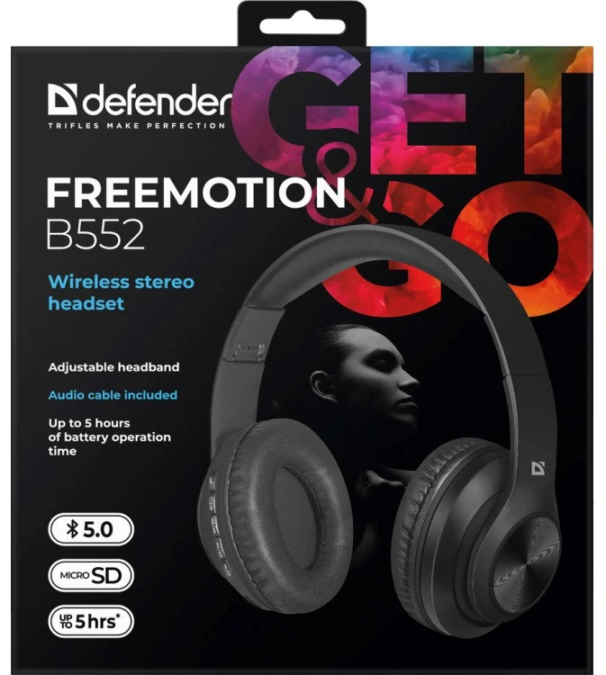 Bluetooth Įstatomos į ausis ausinės su mikrofonu DEFENDER FREEMOTION B552 juodas